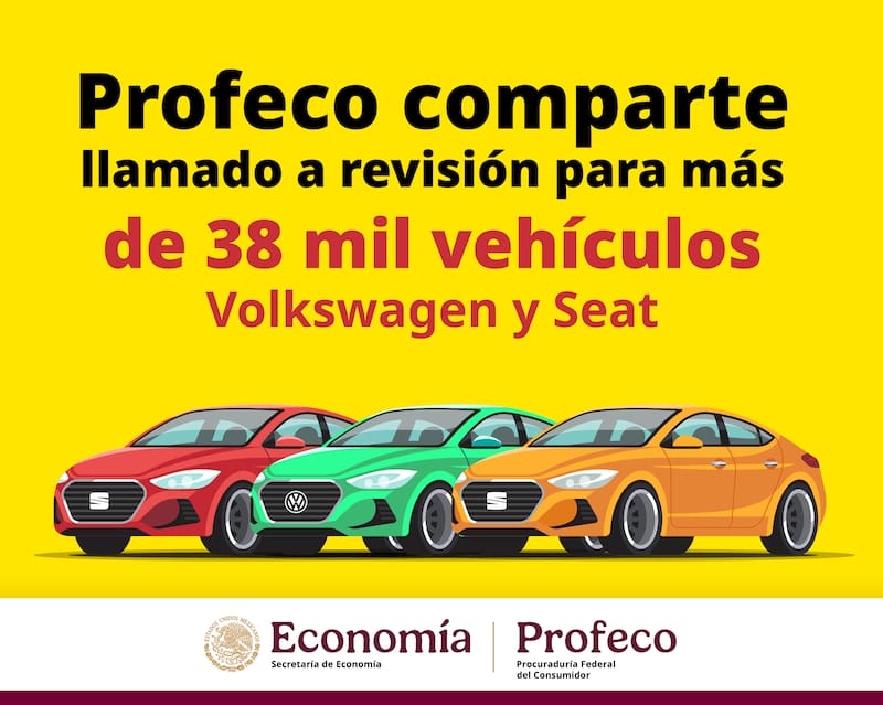 La PROFECO lanzó un llamado a revisión para 38 mil vehículos Volkswagen y SEAT. (Foto: Archivo)