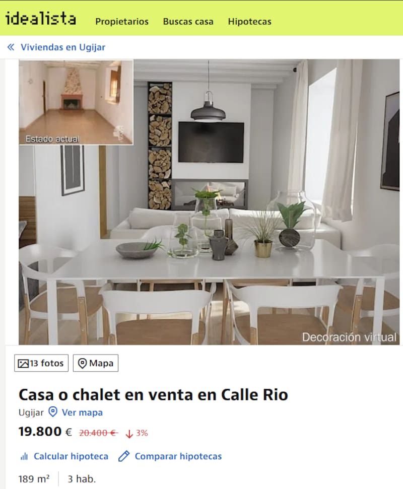 La publicación de la casa ofrecida por Idealista.