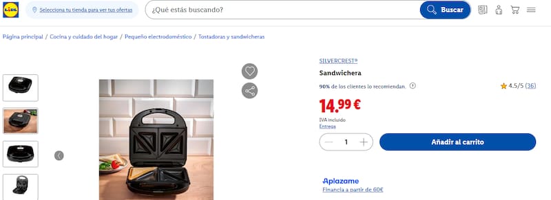 La sandwichera que es tendencia en Lidl: este electrodoméstico prepara hasta dos sándwiches a la vez por menos de 15 euros.
