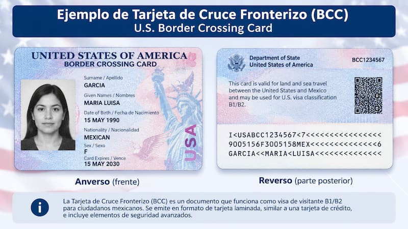 Tarjeta de cruce fronterizo - mayores de 15 años (válida por 10 años): $185.00