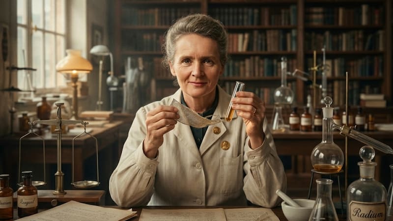 La visión de la vida de Marie Curie, primera mujer en ganar un Premio Nobel. (Fuente: Gemini)