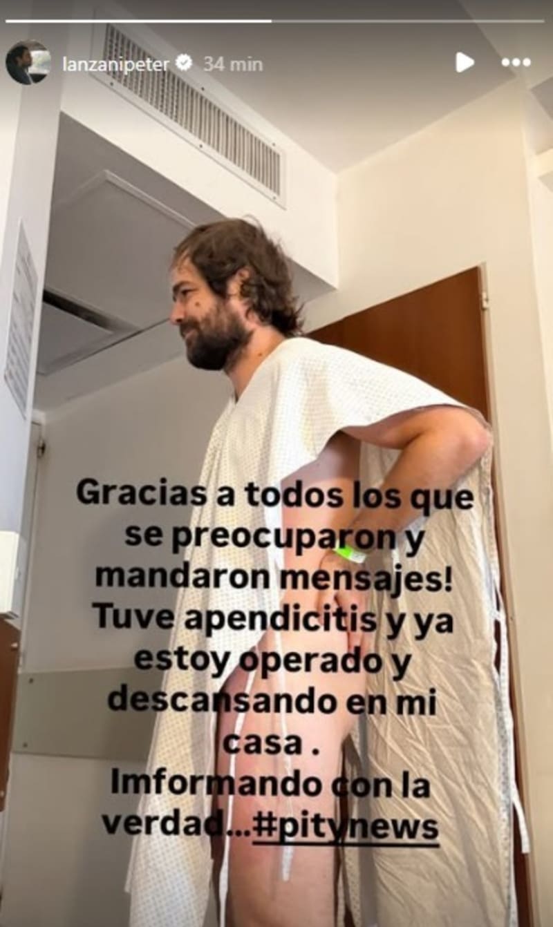 Peter Lanzani compartió una historia en su cuenta de Instagram. Foto/Instagram: @lanzanipeter