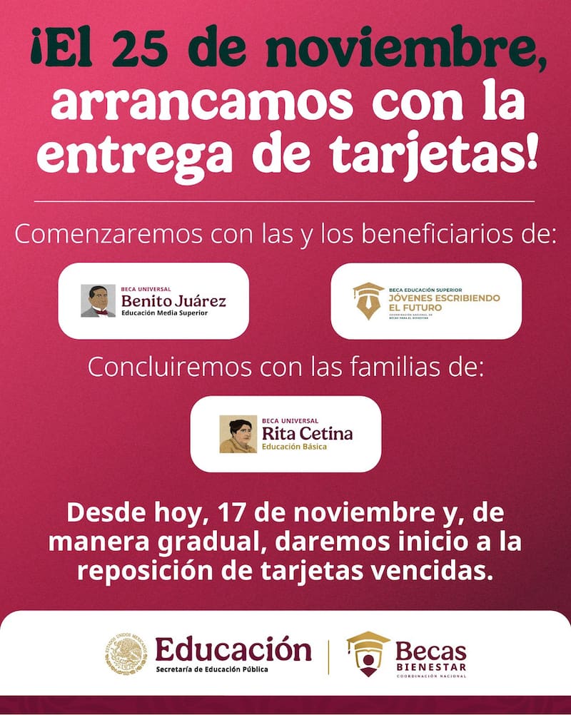 Las autoridades federales detallaron que el proceso seguirá un orden específico, dividido por tipo de beca y con etapas que se extenderán durante las próximas semanas.