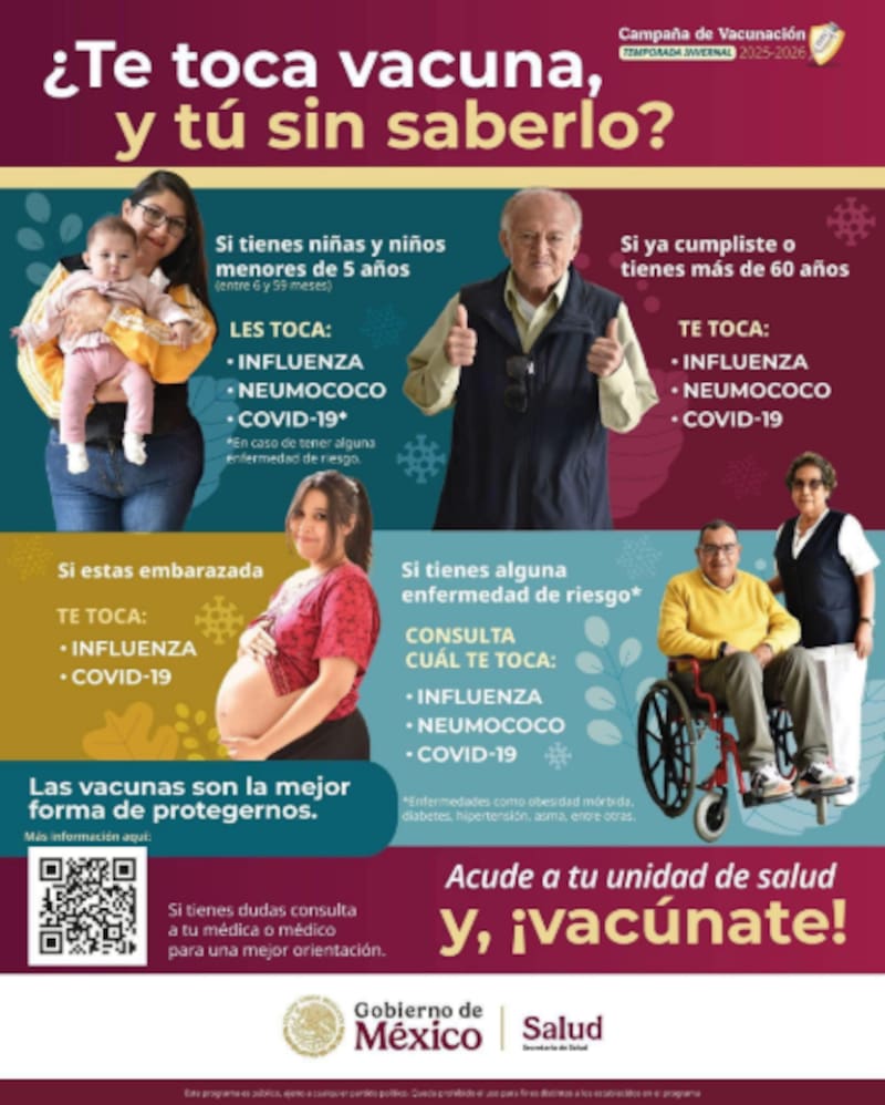 Las autoridades recordaron que las dosis están disponibles en todas las unidades de salud, por lo que recomiendan acudir cuanto antes para mantener la protección durante toda la temporada invernal.