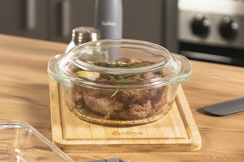 Las fuentes de vidrio templado de Hudson permiten mantener la carne fresca en la heladera. Imagen: Hudson, editada con IA por El Cronista.