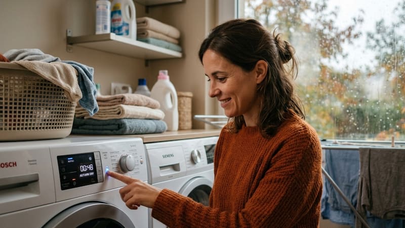 El botón secreto del lavarropas que debés activar en otoño para que la ropa se seque en la mitad del tiempo. Foto: Gemini.