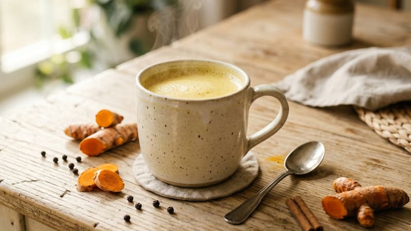 Tomar leche dorada en ayunas tiene múltiples beneficios para el organismo. Foto (IA).