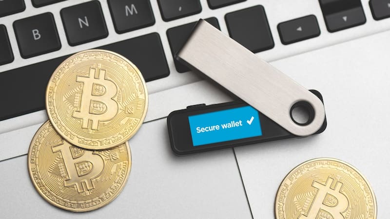 Una billetera fría de Bitcoin. Hay varios modelos y marcas, con precios que arrancan alrededor de los u$s 100 en Argentina.