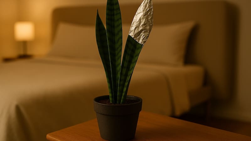 Envolver una hoja de lengua de suegra en papel aluminio: para qué sirve y por qué lo recomiendan. Foto (IA)