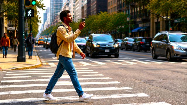 Medida ya oficial | Por orden del Gobierno, castigarán una por una a todas las personas que crucen la calle con el celular en la mano aunque solo miren la hora