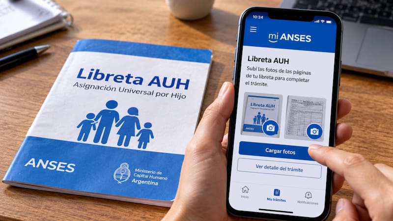 Persona cargando la Libreta AUH en la app.