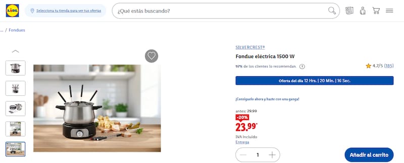 Largas filas en Lidl por esta fondue eléctrica: prepara desde queso hasta chocolate fundido por menos de 30 euros.