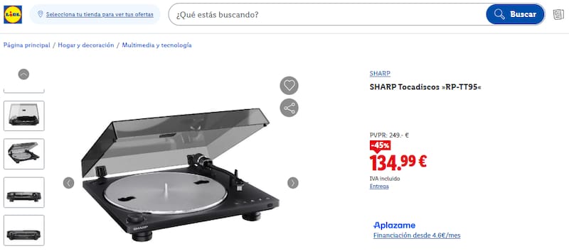 Lidl ofrece el tocadiscos Sharp en descuento: cuenta con Bluetooth y brazo automático.