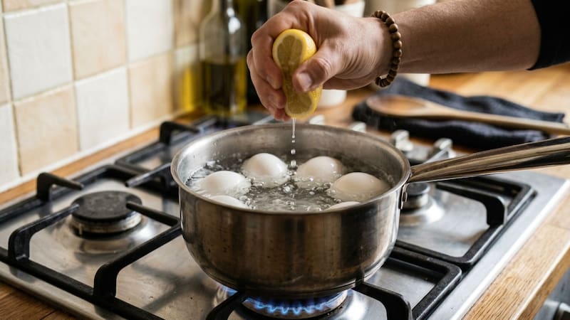 Para qué sirve agregar unas gotas de limón al hervir los huevos.