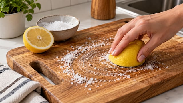 Limpiar la tabla de madera con limón y sal: para qué sirve y cómo hacerlo correctamente