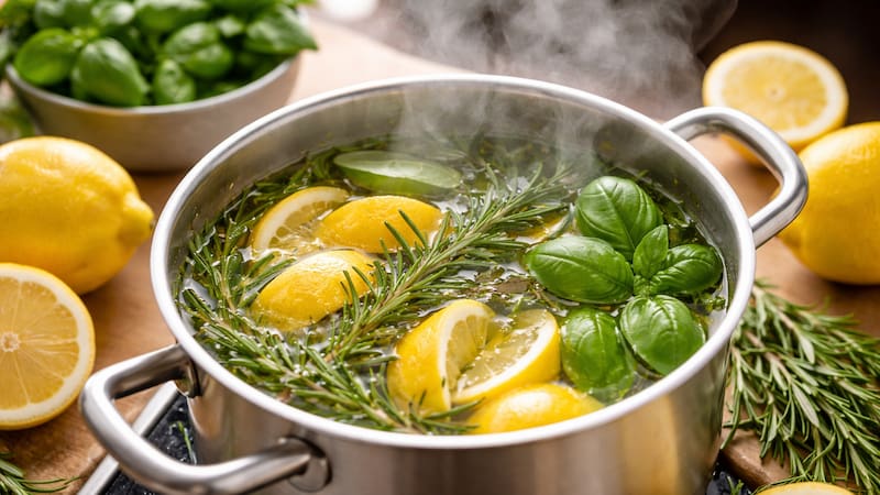 Este método consiste en hervir cáscaras de limón junto con hierbas aromáticas.