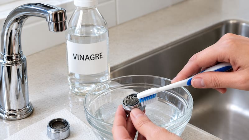 Vinagre para limpiar los filtros de la canilla.