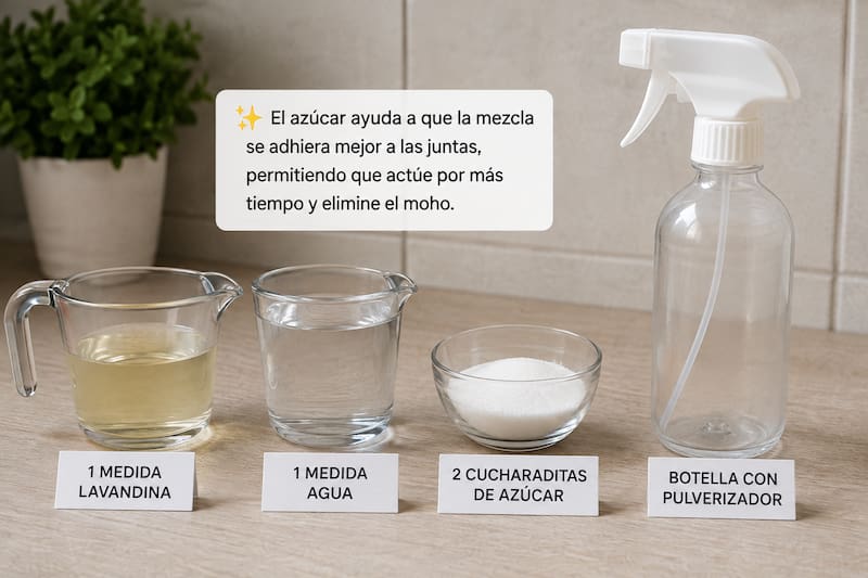 Estos son los ingredientes para limpiar el moho de los azulejos.
Imagen descpritiva hecha con IA