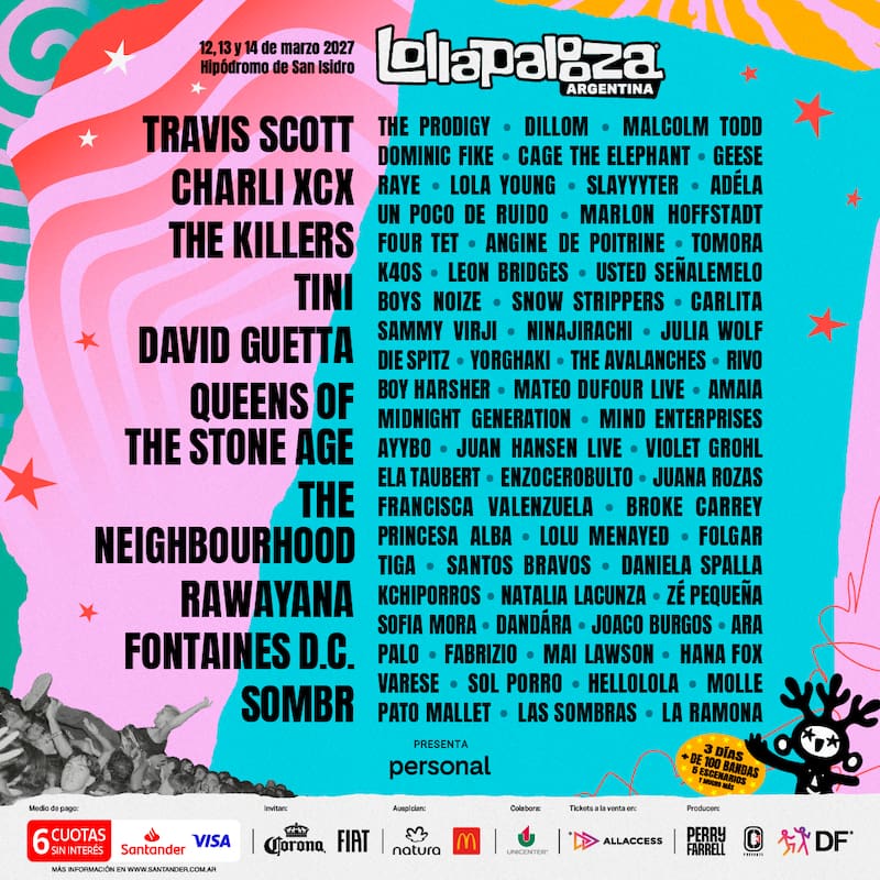 Lineup del Lollapalooza 2027.