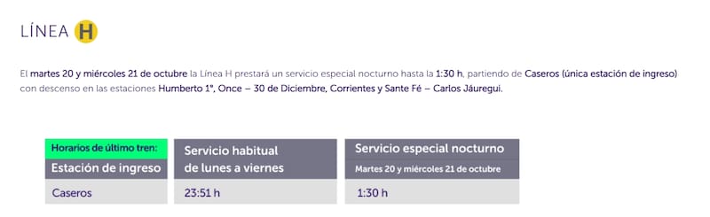 Esquema del servicio especial nocturno de Emova