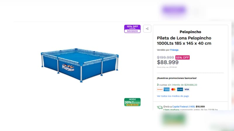 Liquidan piletas de lona para combatir el calor y pasar el verano a $ 80.000: dónde conseguirlas
Fuente: Frávega