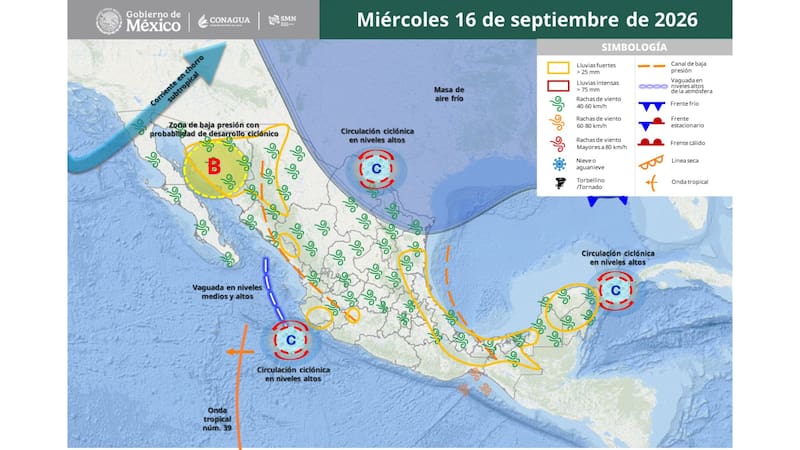 Se viene un diluvio histórico en septiembre este miércoles 16: 72 horas de lluvias intensas, granizo y vientos de 70 km/h
