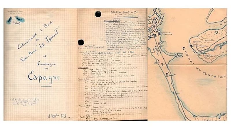 Los diarios del capitán del submarino francés hundido. (Fuetne: ABC)