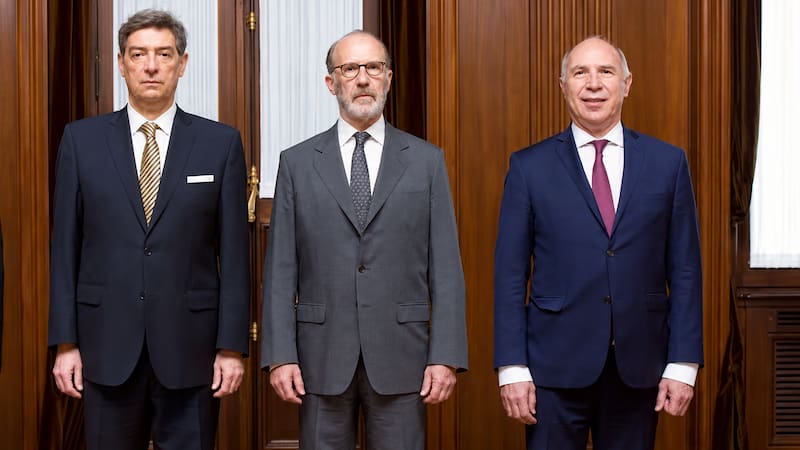 Los jueces de la Corte Suprema de la Nación, Horacio Rosatti, Carlos Rosenkrantz y Ricardo Lorenzetti. (Prensa Corte Suprema)
