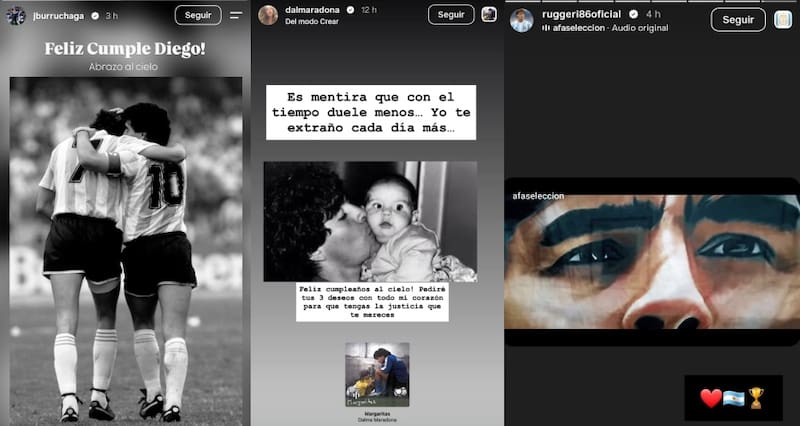 Amigos y familiares saludaron a Maradona por su cumpleaños.