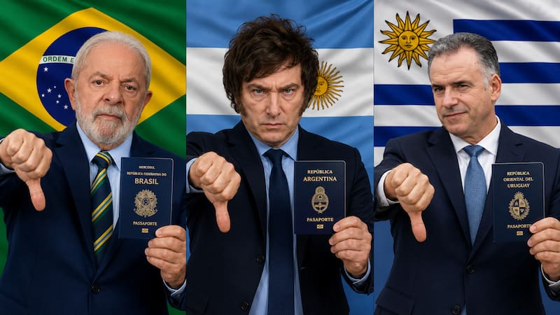 Oficial | Brasil, Argentina y Uruguay prohibirán el ingreso y la salida del país a quienes posterguen este trámite con su pasaporte. (Representación creada con IA)