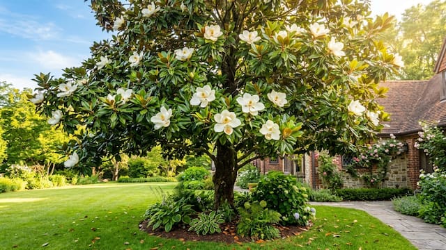 El árbol de flores blancas perfumadas que da sombra, conserva sus hojas todo el año y embellece el jardín