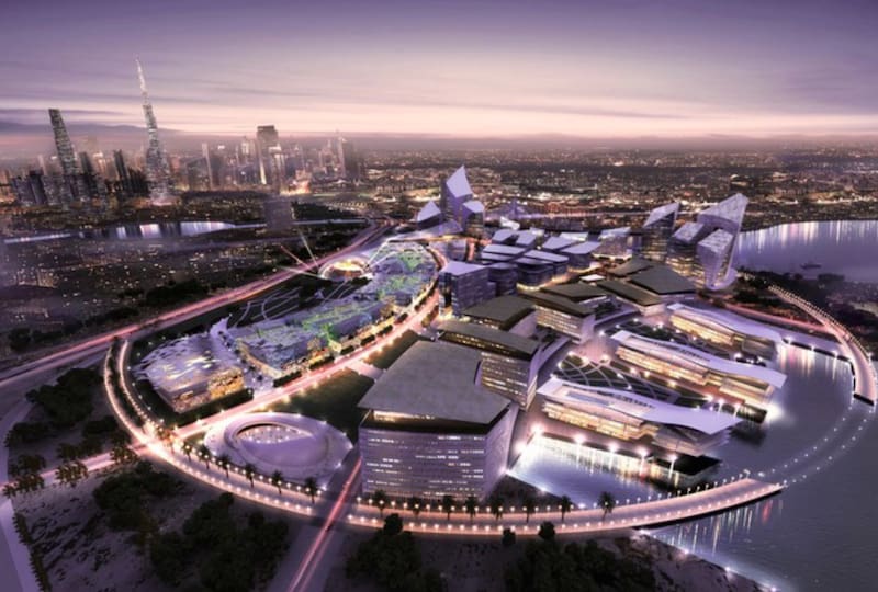 Vista conceptual de las avenidas cubiertas y climatizadas que formarán parte de la megaestructura futurista.