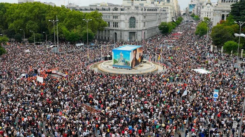 Manifestación en Madrid, convocada por el Sindicato de Inquilinas, este sábado.