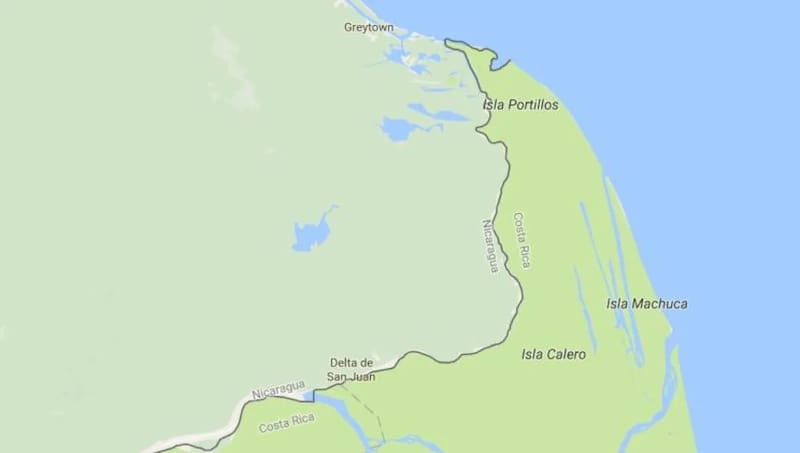 La línea fronteriza del territorio en disputa en Google (Fuente: Google Maps).