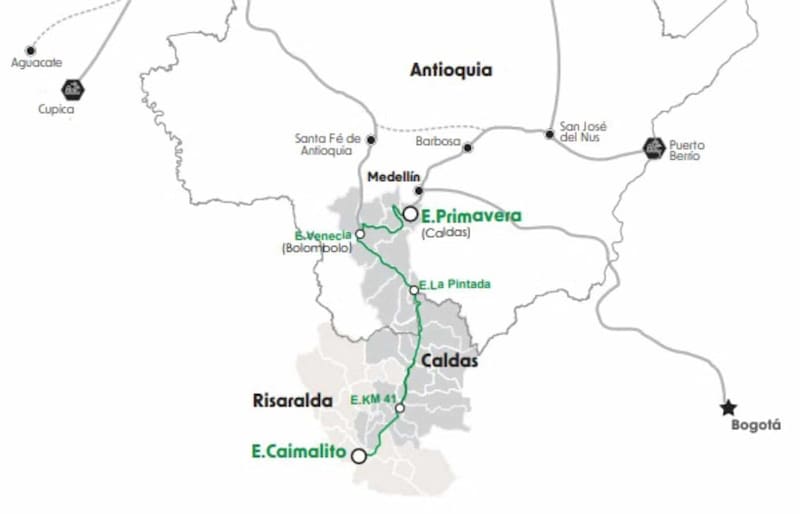 El tren recorrerá tres departamentos clave (Fuente: Gobernación de Antioquía).