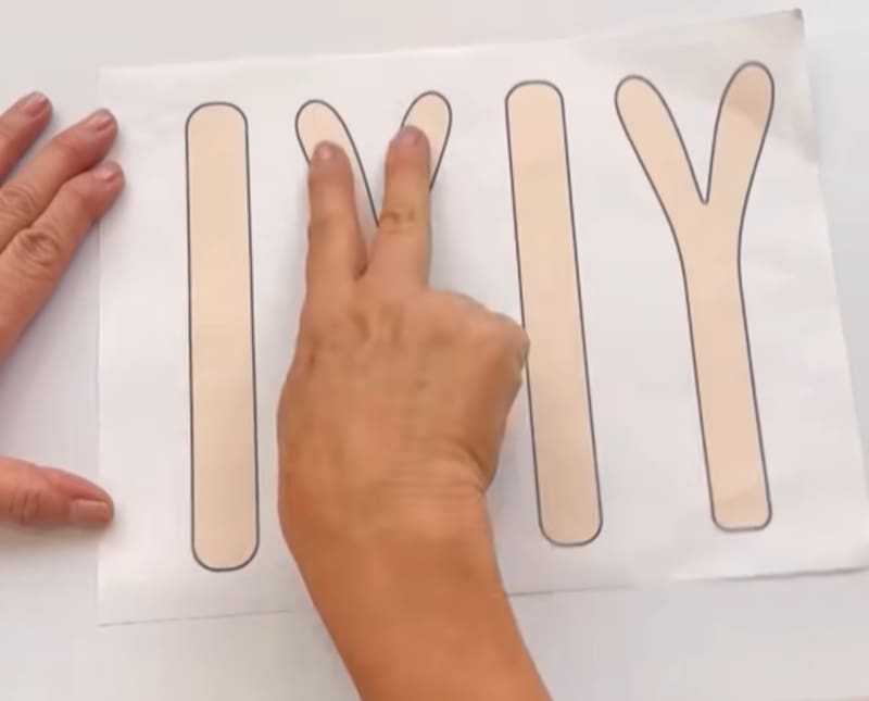 Letra Y: cambiar la posición de la mano para representar la otra figura, utilizando los dedos índice y mayor.