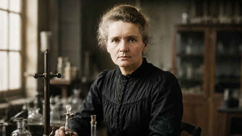 Marie Curie, científica: “La mejor vida no es la más duradera, sino aquella que está repleta de buenas acciones”. (Representación creada con IA)