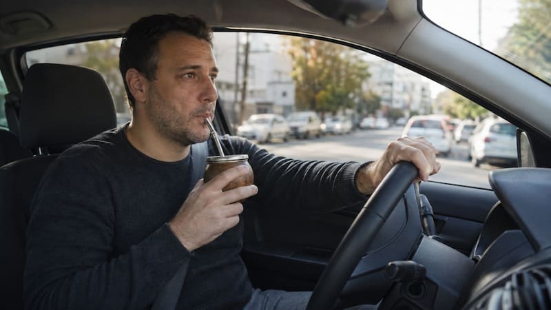 Multa por tomar mate en el auto: cuánto cuesta y qué establece la Ley de Tránsito.