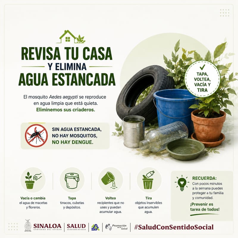 Medidas de cuidado ante el dengue: El Dengue se reproduce en agua limpia que está estancada.