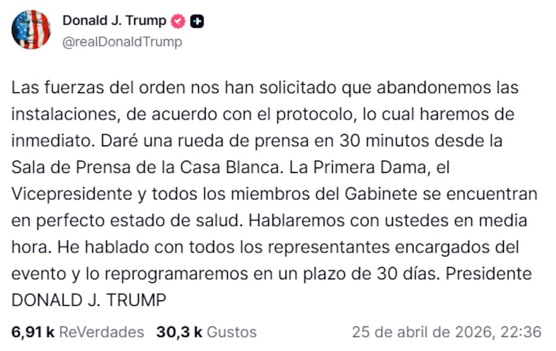 El mensaje de Trump tras el incidente.