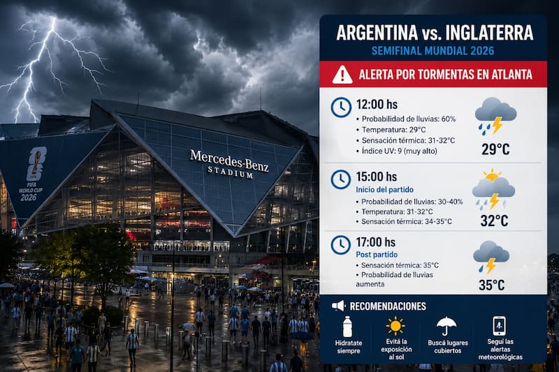 ¿Cuál será el estado del tiempo durante la semifinal de Argentina vs. Inglaterra? (Foto: Imagen ilustrativa creada con IA)