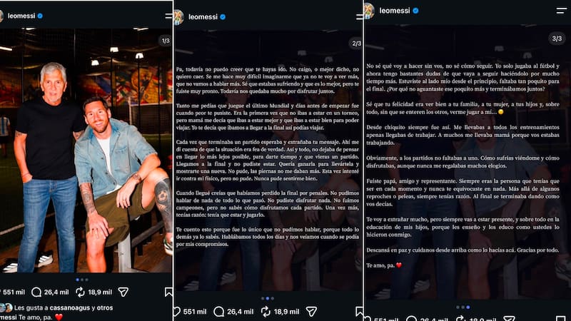 Messi compartió un emotivo mensaje dedicado a su padre. Foto: Instagram @leomessi