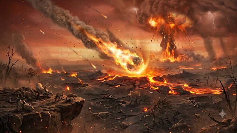 Nuevo descubrimiento sobre la extinción masiva de la Tierra. Foto: IA.