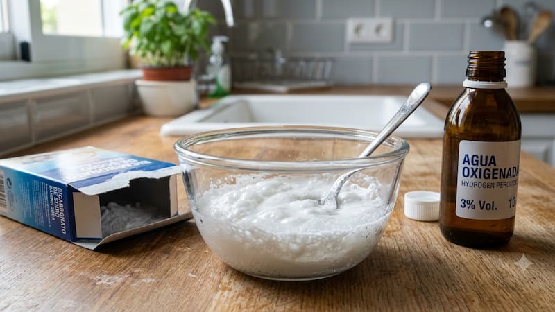 Mezclar bicarbonato de sodio con agua oxigenada por qué recomiendan hacerlo y para qué sirve.