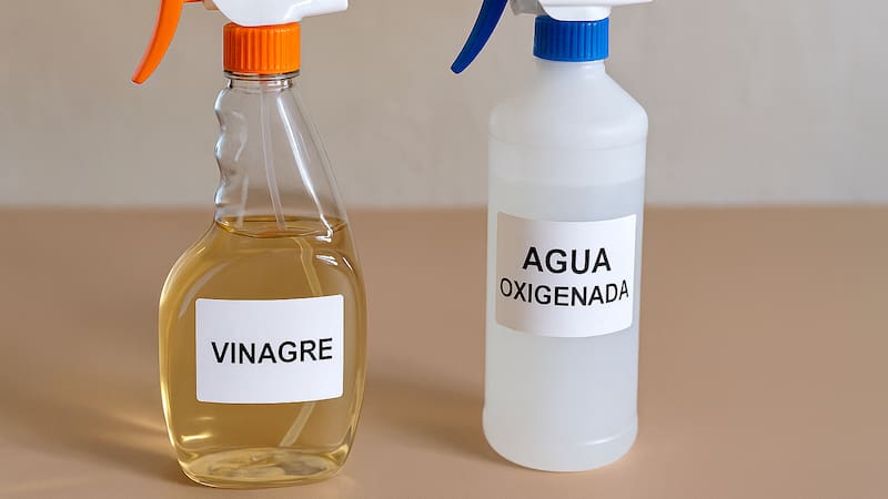 Mezclar vinagre con agua oxigenada: por qué recomiendan esta mezcla prodigiosa y para qué sirve. (Fuente: IA).