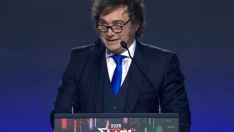 Milei en Hungría, durante su intervención en la CPAC