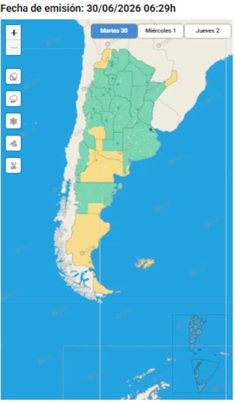 La provincia de Misiones mantiene alertas amarillas por tormentas.