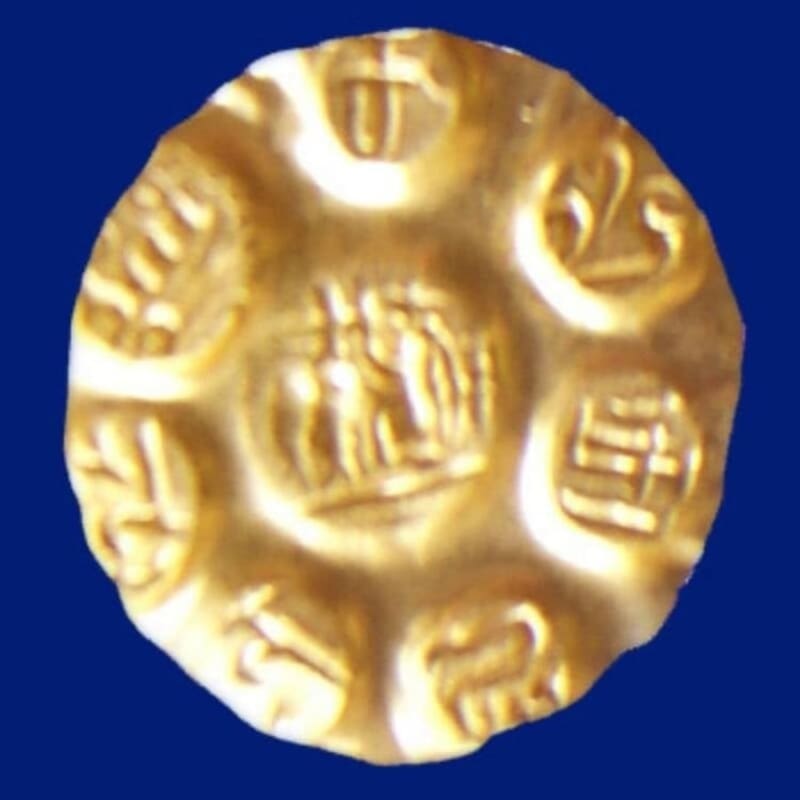 Moneda de oro del Imperio Cholan