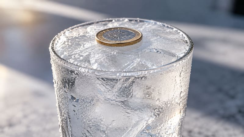 Una moneda sobre un vaso de agua congelada revela si hubo un corte de luz prolongado.