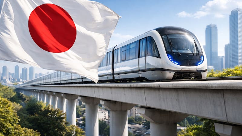 Japón gastará más de 2.000 millones de dólares en un monorriel de última generación y convertirá a este país en potencia del transporte urbano. (Imagen creada con IA)